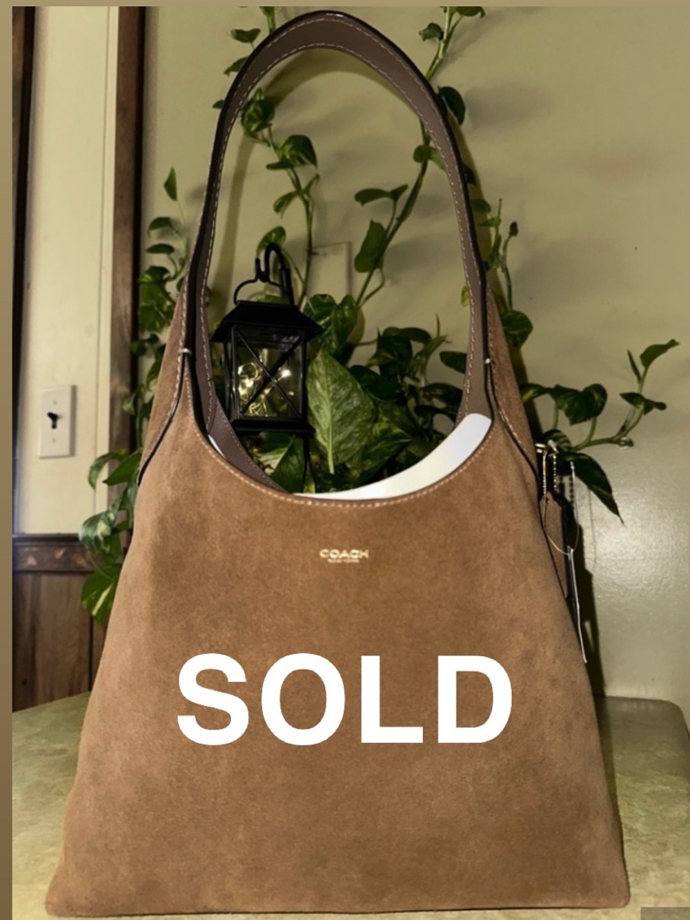 Coach Suede Tote in Tan